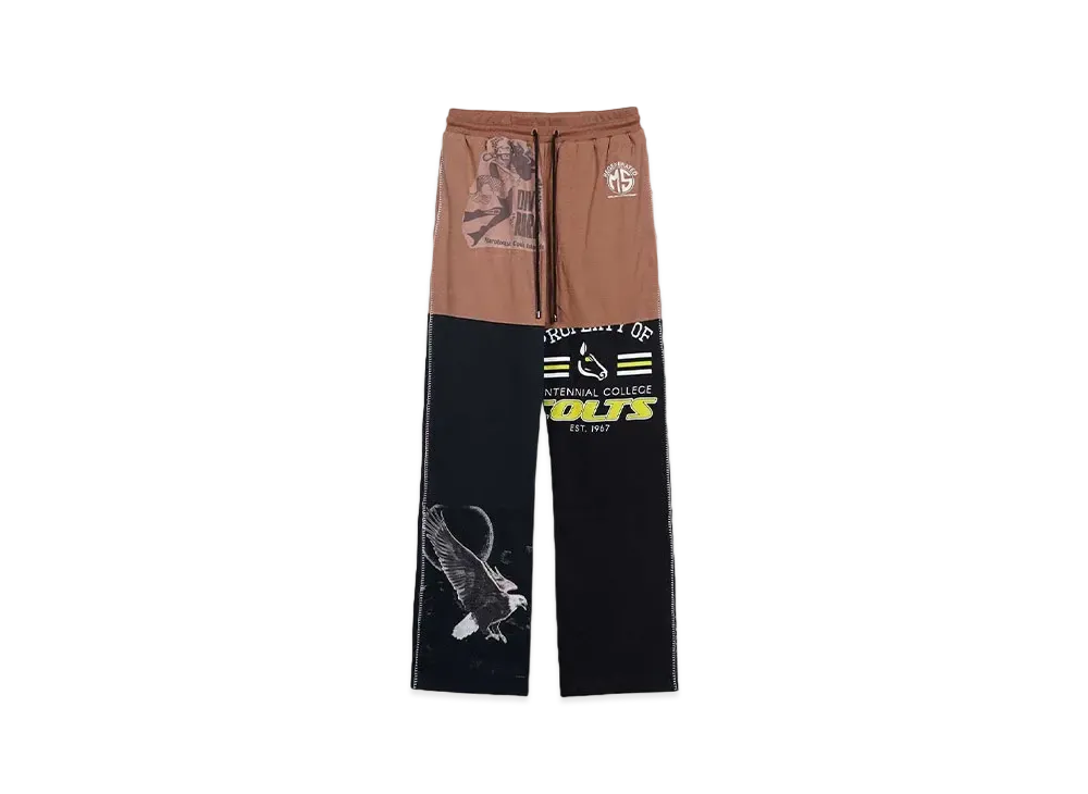Marine Serre REGENERATED GRAPHIC T-SHIRT PATCHWORK PANTS "BROWN"