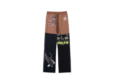 Marine Serre REGENERATED GRAPHIC T-SHIRT PATCHWORK PANTS "BROWN"