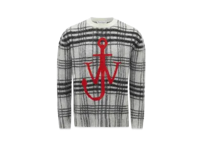 JW ANDERSON Tartan Check Crewneck Jumper "White/Black"