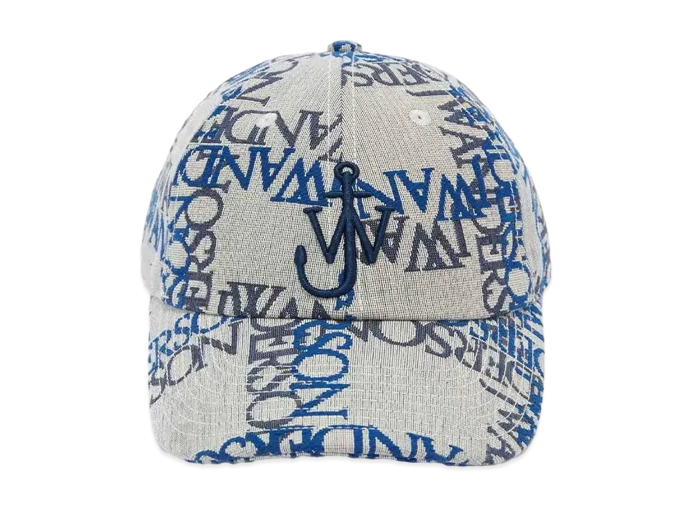 JW ANDERSON Baseball Cap With Logo Grid "Off White/Blue"