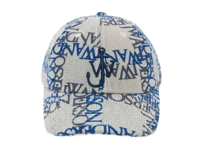 JW ANDERSON Baseball Cap With Logo Grid "Off White/Blue"