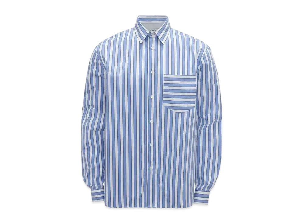 JW ANDERSON Classic Fit Patchwork Shirt "Blue/White"