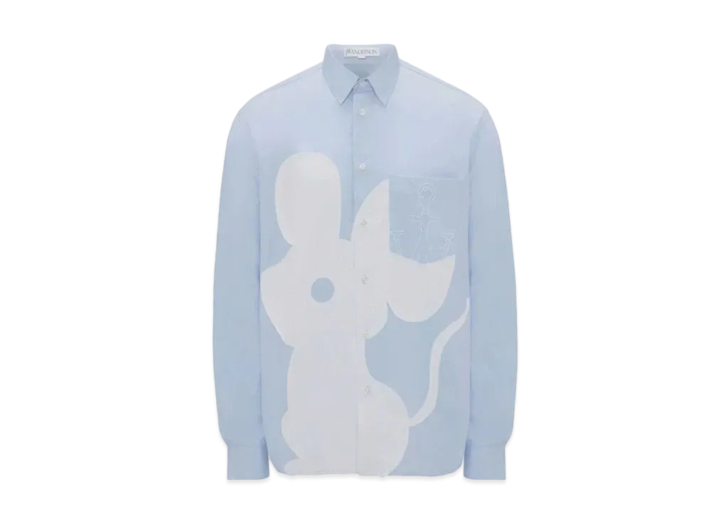 JW ANDERSON Mouse Applique Shirt "Light Blue"