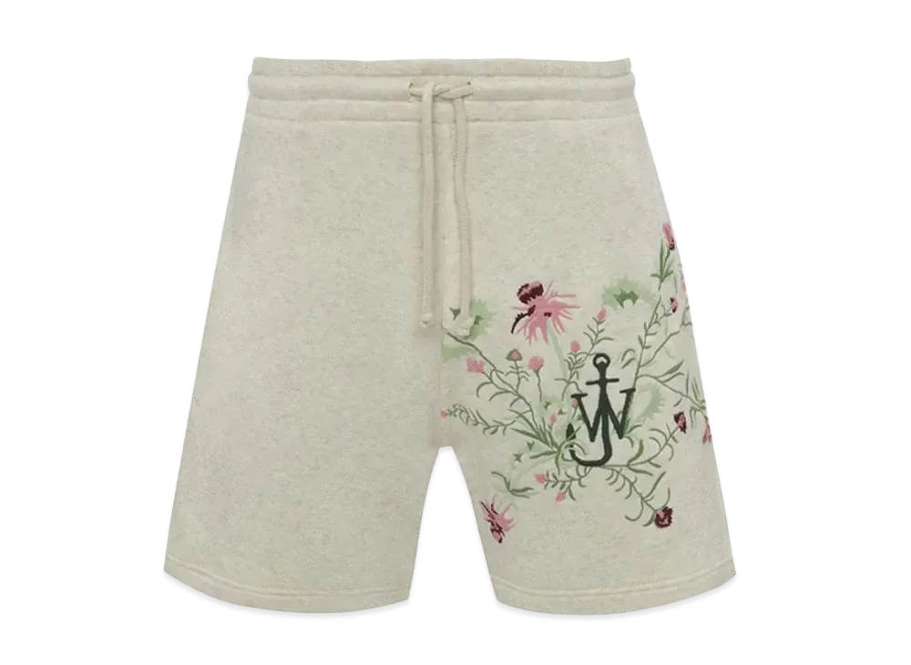 JW ANDERSON Embroidered Shorts - Pol Anglada Artwork "Oatmeal Melange"