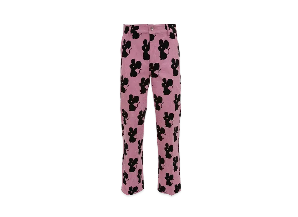 JW ANDERSON All Over Mouse Straight Leg Corduroy Trousers "Lilac/Black"