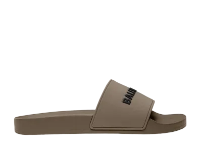 BALENCIAGA Pool Slide Sandal "Dark Beige"