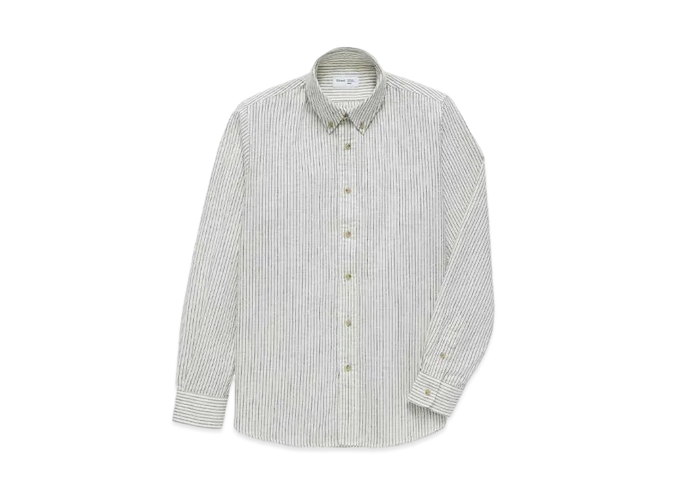 JJJJound Striped Flannel Shirt "Off White/Charcoal"