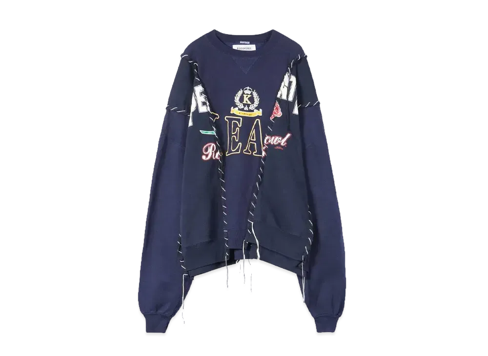 DISCOVERED HYPE DROP EXCLUSIVE LOOPING WIDE COLLEGE SWEAT "BLACK EX04"