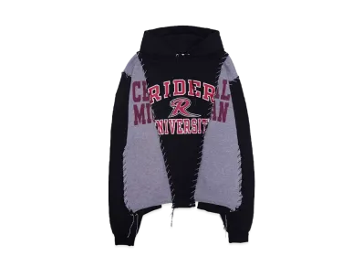 DISCOVERED HYPE DROP EXCLUSIVE LOOPING WIDE COLLEGE HOODIE "BLACK EX04"