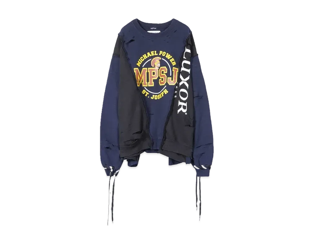 DISCOVERED HYPE DROP EXCLUSIVE WIDE DAMAGE COLLEGE SWEAT "BLACK EX01"