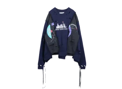 DISCOVERED HYPE DROP EXCLUSIVE WIDE DAMAGE COLLEGE SWEAT "BLACK EX03"