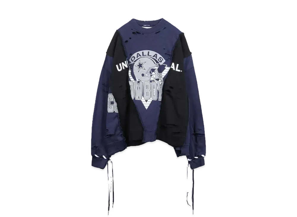 DISCOVERED HYPE DROP EXCLUSIVE WIDE DAMAGE COLLEGE SWEAT "BLACK EX04"