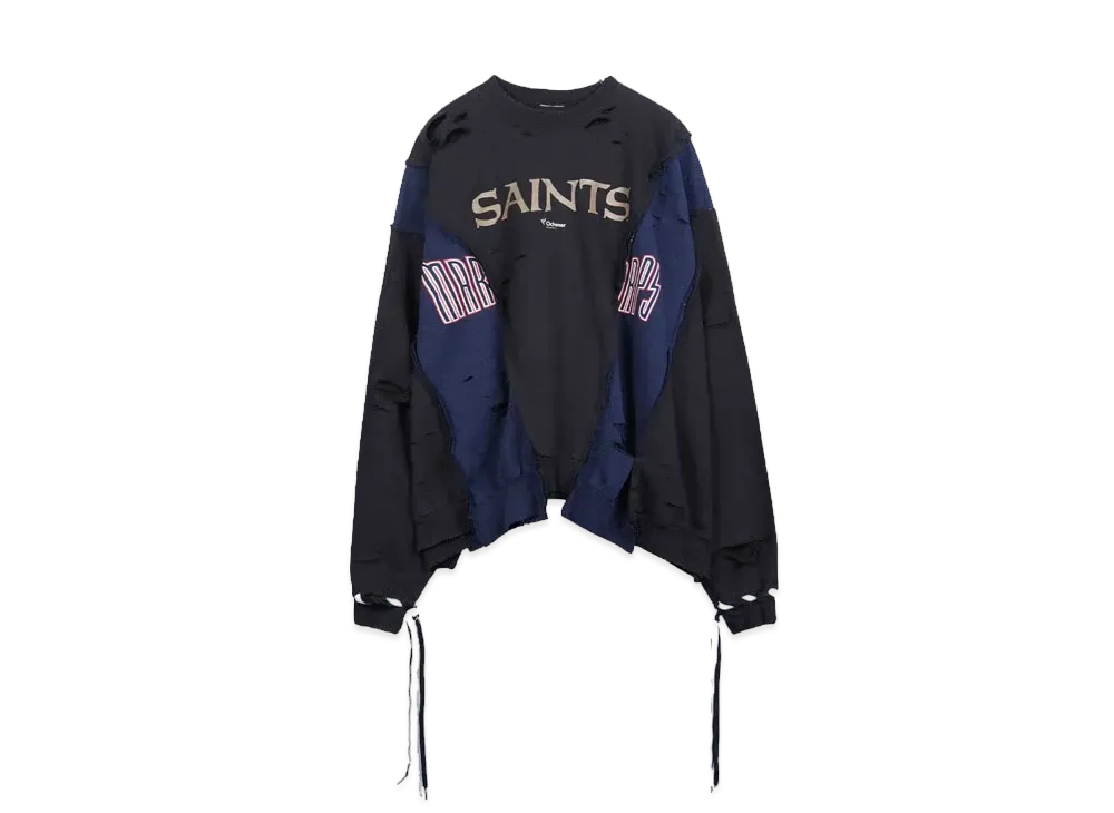 DISCOVERED HYPE DROP EXCLUSIVE WIDE DAMAGE COLLEGE SWEAT "BLACK EX05"