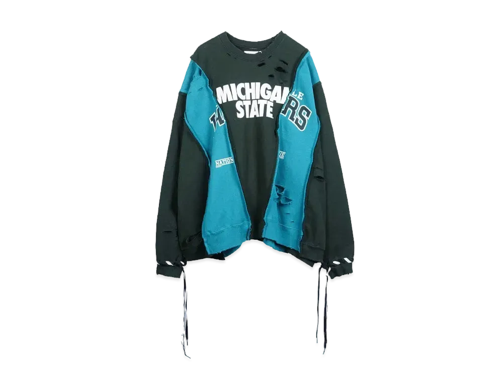 DISCOVERED HYPE DROP EXCLUSIVE WIDE DAMAGE COLLEGE SWEAT "BLACK EX06"