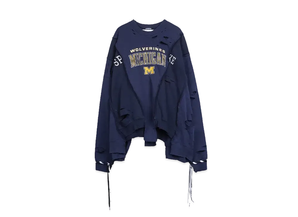 DISCOVERED HYPE DROP EXCLUSIVE WIDE DAMAGE COLLEGE SWEAT "BLACK EX07"