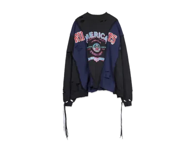 DISCOVERED HYPE DROP EXCLUSIVE WIDE DAMAGE COLLEGE SWEAT "BLACK EX08"