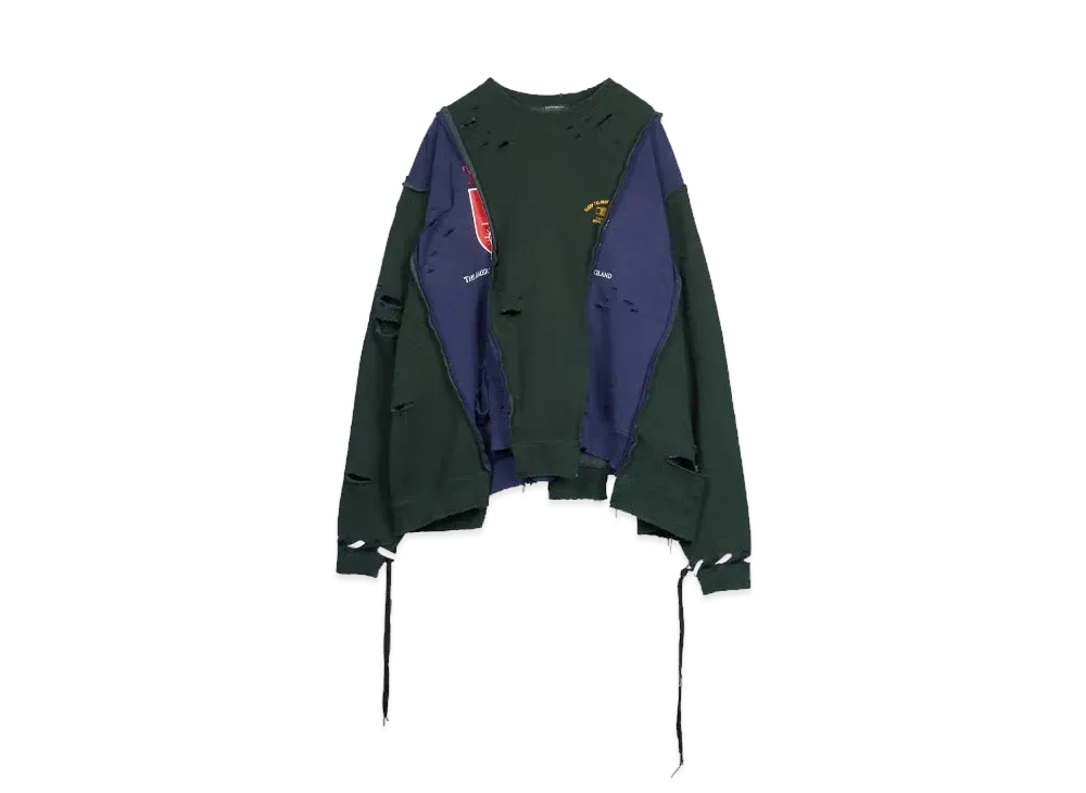 DISCOVERED HYPE DROP EXCLUSIVE WIDE DAMAGE COLLEGE SWEAT "BLACK EX09"