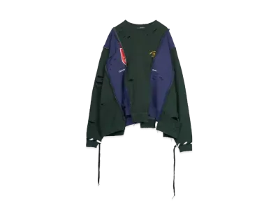 DISCOVERED HYPE DROP EXCLUSIVE WIDE DAMAGE COLLEGE SWEAT "BLACK EX09"