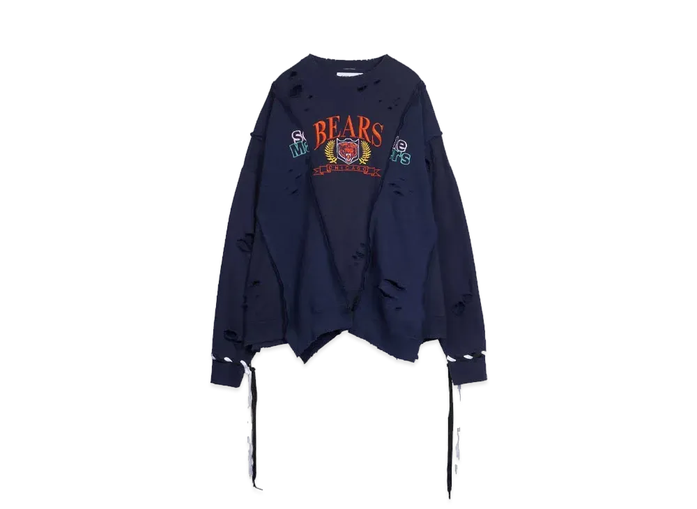 DISCOVERED HYPE DROP EXCLUSIVE WIDE DAMAGE COLLEGE SWEAT "BLACK EX10"