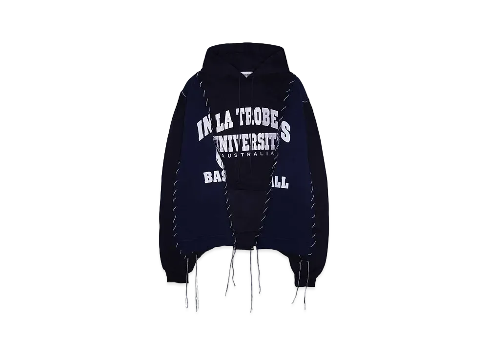 DISCOVERED HYPE DROP EXCLUSIVE LOOPING WIDE COLLEGE HOODIE "BLACK EX03"
