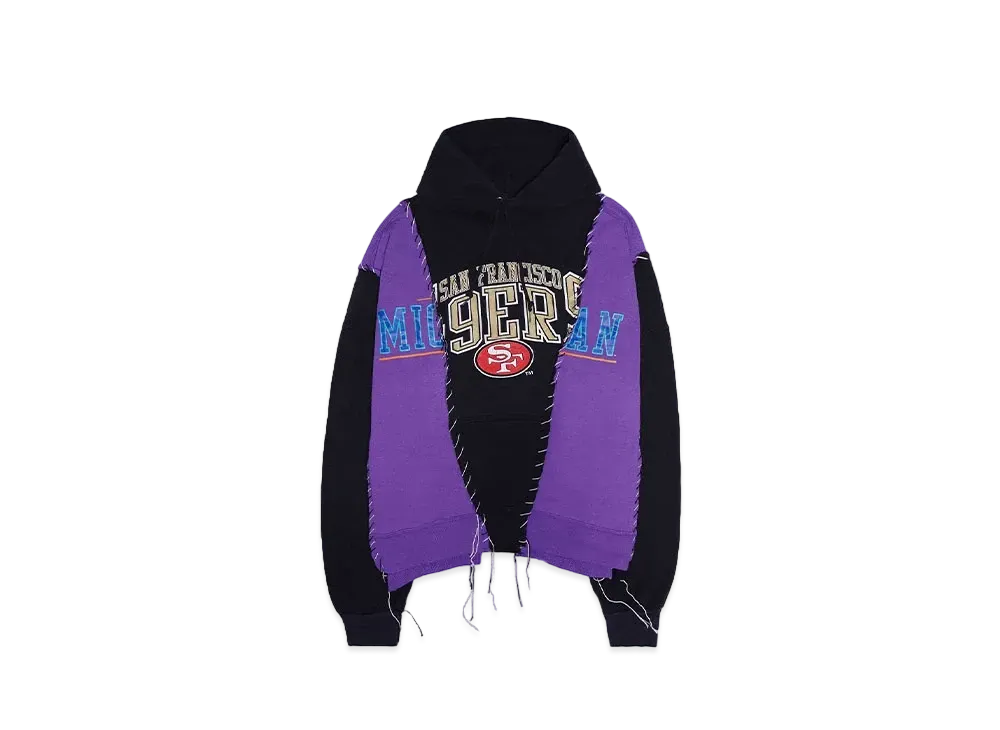 DISCOVERED HYPE DROP EXCLUSIVE LOOPING WIDE COLLEGE HOODIE "BLACK EX09"