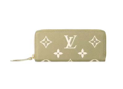 Louis Vuitton Clemence Wallet Bicolore Monogram Empreinte Leather "Khaki/Creme"