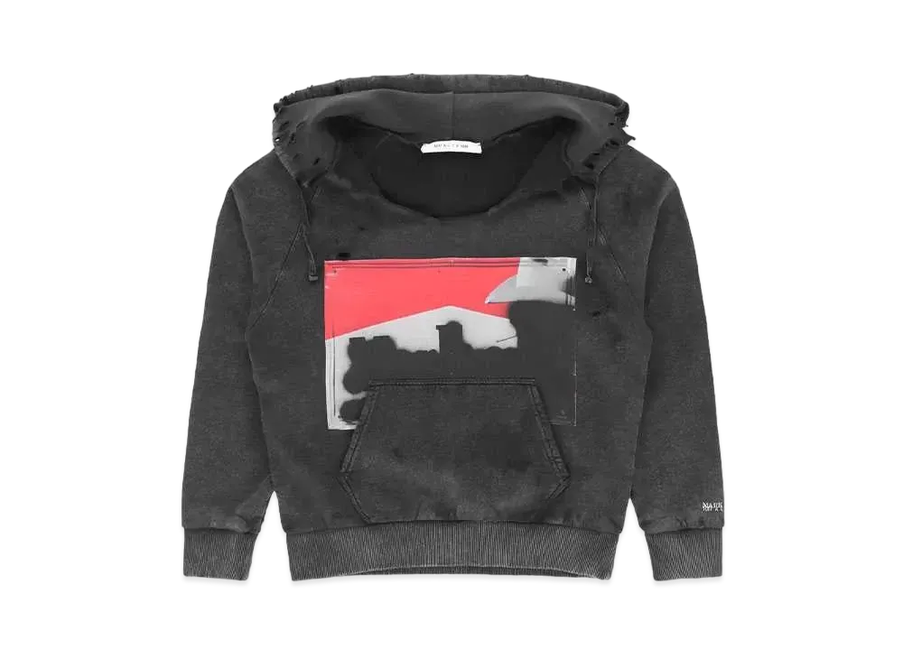 1017 ALYX 9SM Destroyed Mark Flood Box Hoodie "Washed Black"