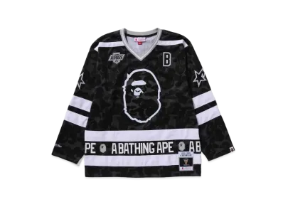 A BATHING APE x Mitchell & Ness x NHL Los Angeles Kings Mesh Hockey Jersey L/S Tee "Black"