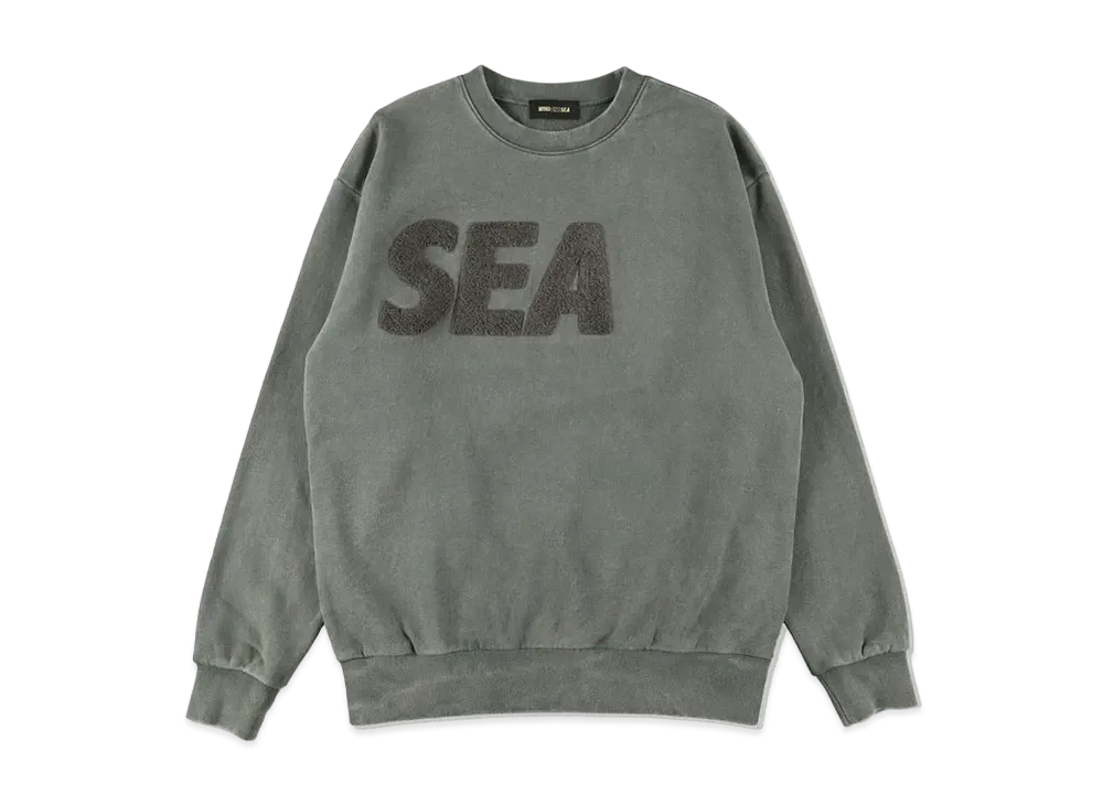 WIND AND SEA Sea Chenille EMB Sulfur Crew Neck "Frosty Gray" WDS-O-SIG-24-Q2-CS-01
