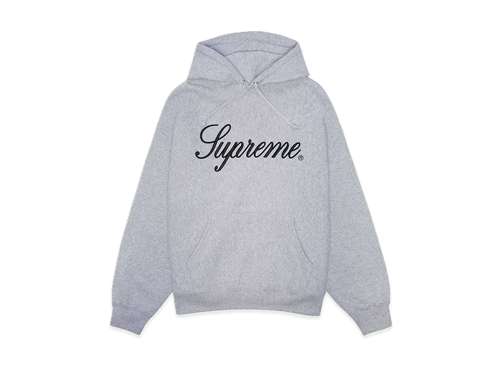 シュプリーム レイズド スクリプト フーディー スウェットシャツ "ヘザー グレー"