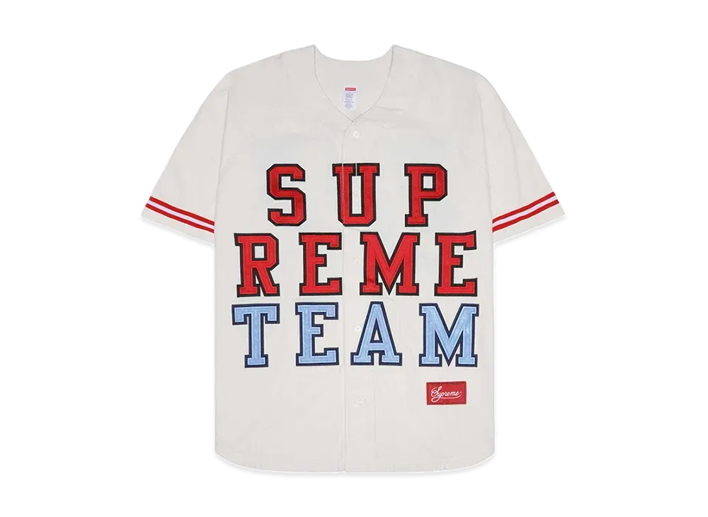 Supreme Denim Baseball Jersey "White"