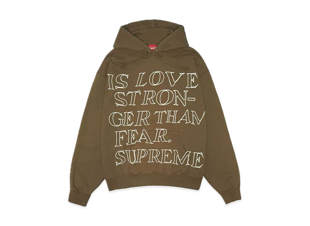 Supreme Stronger Than Fear Hooded Sweatshirt "Olive Brown"