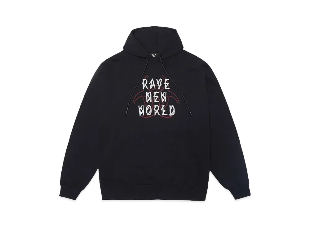 44 LABEL GROUP FALLOUT BASIC HOODIE JERSEY FELPA DIAGONAL BLACK + RAVE SKULL HAZARD "BLACK"