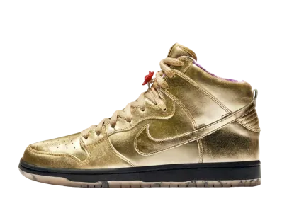 ヒューミディティ × ナイキ SB ダンク ハイ "メタリックゴールド" (スペシャルボックス)