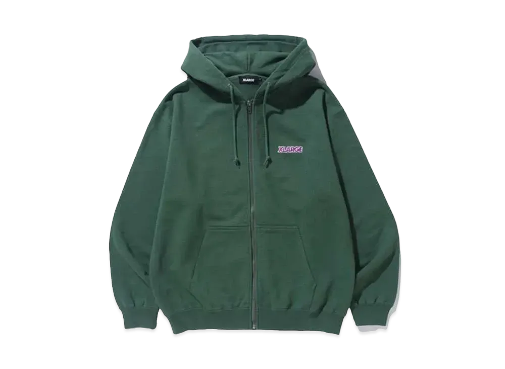 XLARGE STANDARD LOGO ZIP HOODED SWEATSHIRT "GREEN"