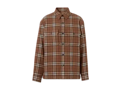 Burberry Men's Vintage Check Wool Cotton Overshirt "Birch Brown"
