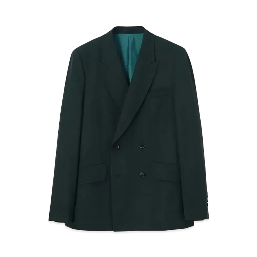 Paul Smith Double-Breasted Wool Gabardine Jacket "DarkGreen"