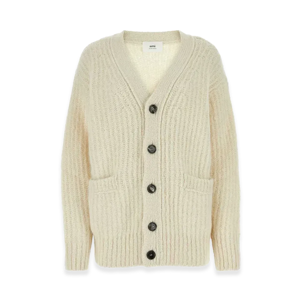 AMI PARIS Women's Alpaca Blend Cardigan "Ivory"