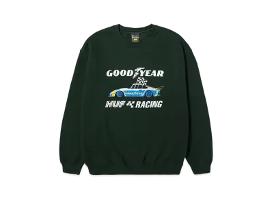 HUF Goodyear Checkered Flag Crewneck "Hunter Green"