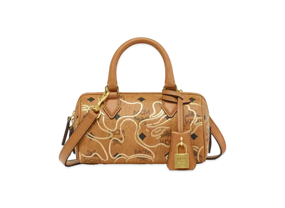 A BATHING APE x MCM Lunar New Year Boston Mini "Beige"