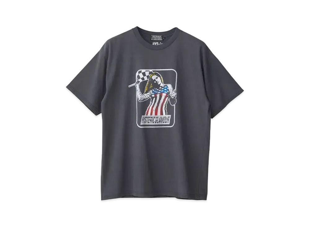 ヒステリック グラマー x ツヨシ ノグチ チェッカー フラッグ Tシャツ "ブラック"