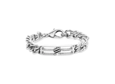BALENCIAGA BB Icon Gourmette Bracelet "Antique Silver"