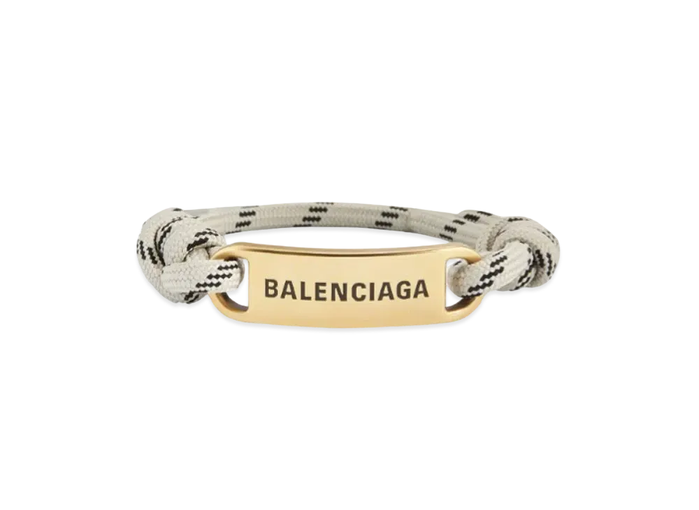 BALENCIAGA Plate Bracelet Polyester and Cotton "Beige/Black/Antique Gold"