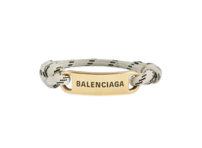 BALENCIAGA Plate Bracelet Polyester and Cotton "Beige/Black/Antique Gold"