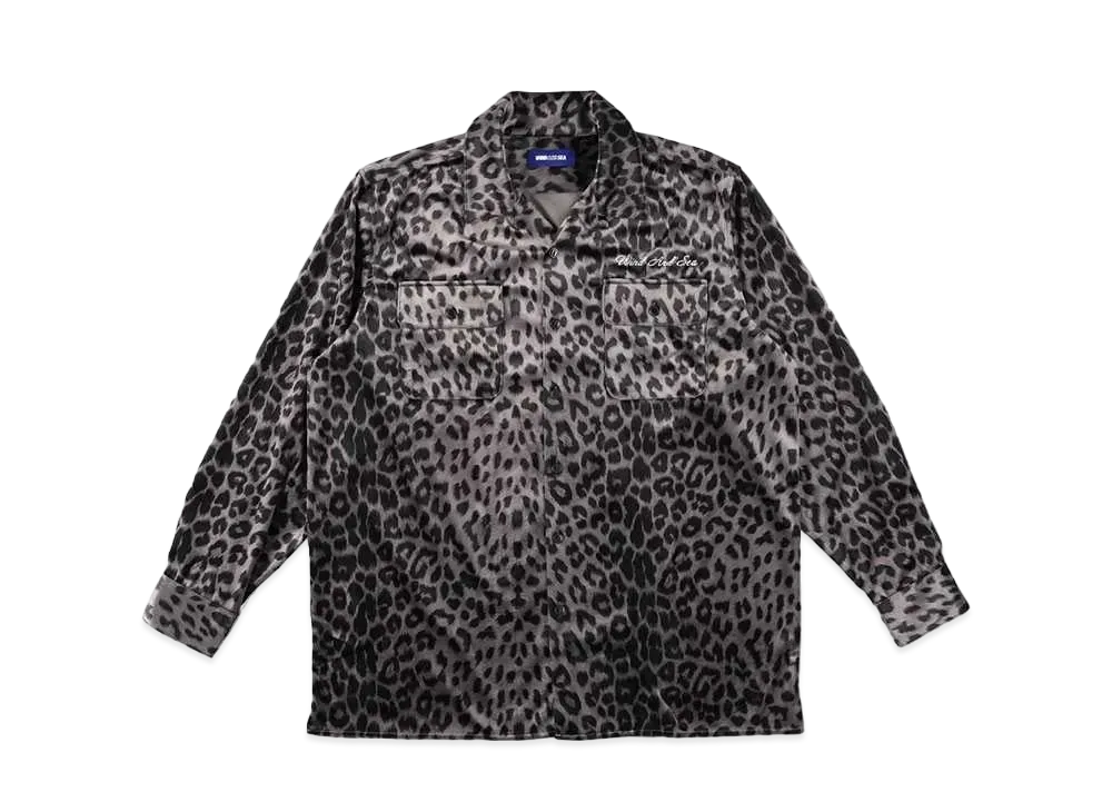 WIND AND SEA Brushed Leopard Open Collar Shirt "Black Leopard"