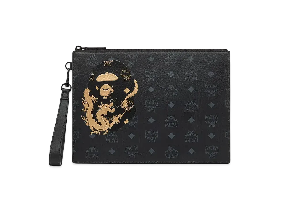 A BATHING APE x MCM Lunar New Year Flat Pouch "Black"