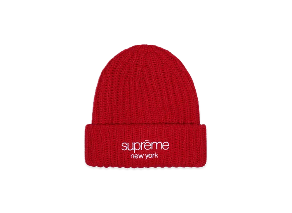 Supreme Classic Logo Chunky Ribbed Beanie "Red" (23FW)