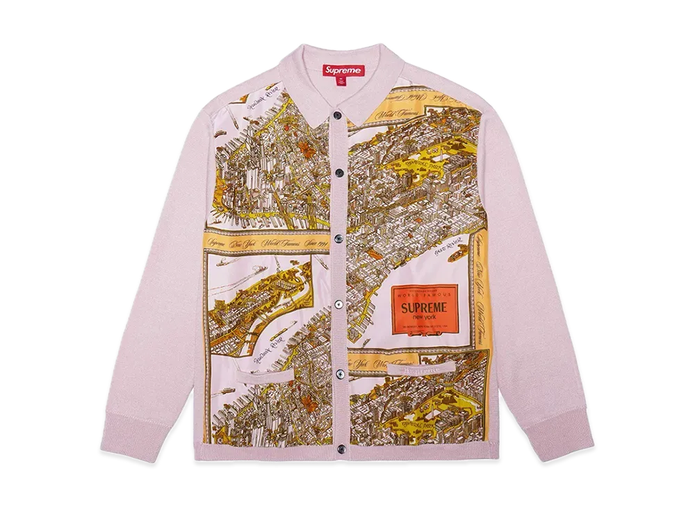 Supreme Silk Map Cardigan "Pink"