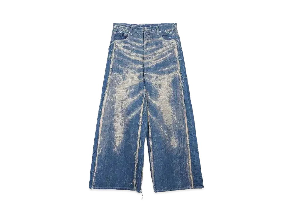 TAAKK WIDE DENIM PANTS "INDIGO BLEACH"