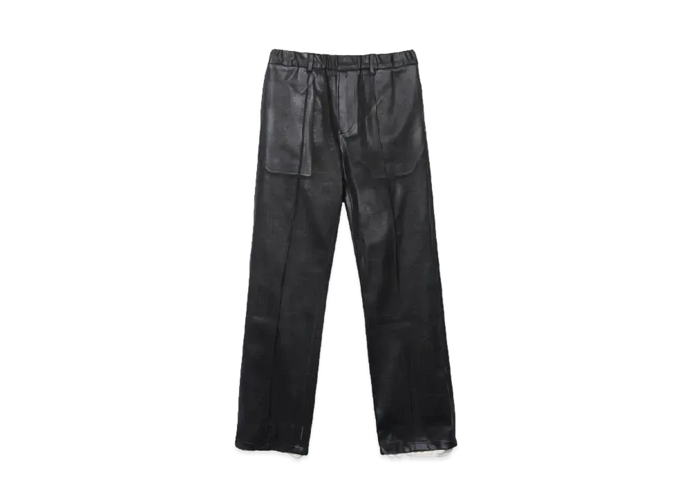 TAAKK LEATHER COATING JERSEY EASY TROUSERS "BLACK"